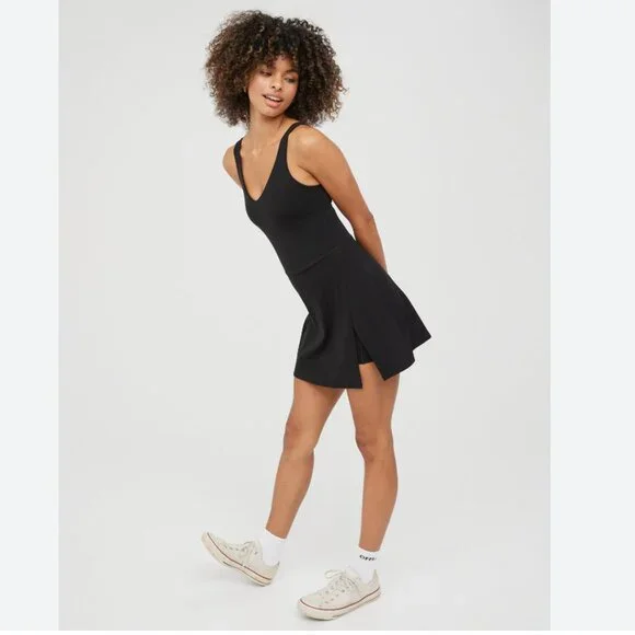 aerie cut out knot dress Womens Dresses Aerie Cutout Knot Dress AE AE Linen-Blend Cut-Out Mini Dress Dresses Skirts Compare